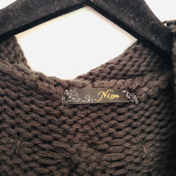 Nina Chunky Knit Hooded Black Pearl Cardigan - Picture 4 of 4